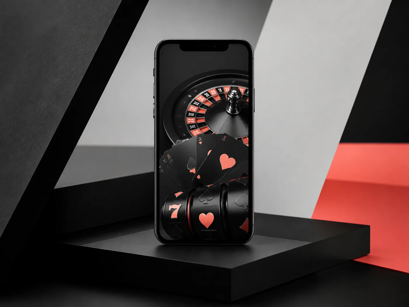 Celular exibindo uma composição genérica de jogos de cassino