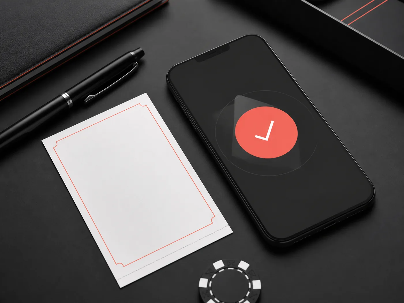 Celular, comprovante e cartões de conferência em cena editorial de pagamento